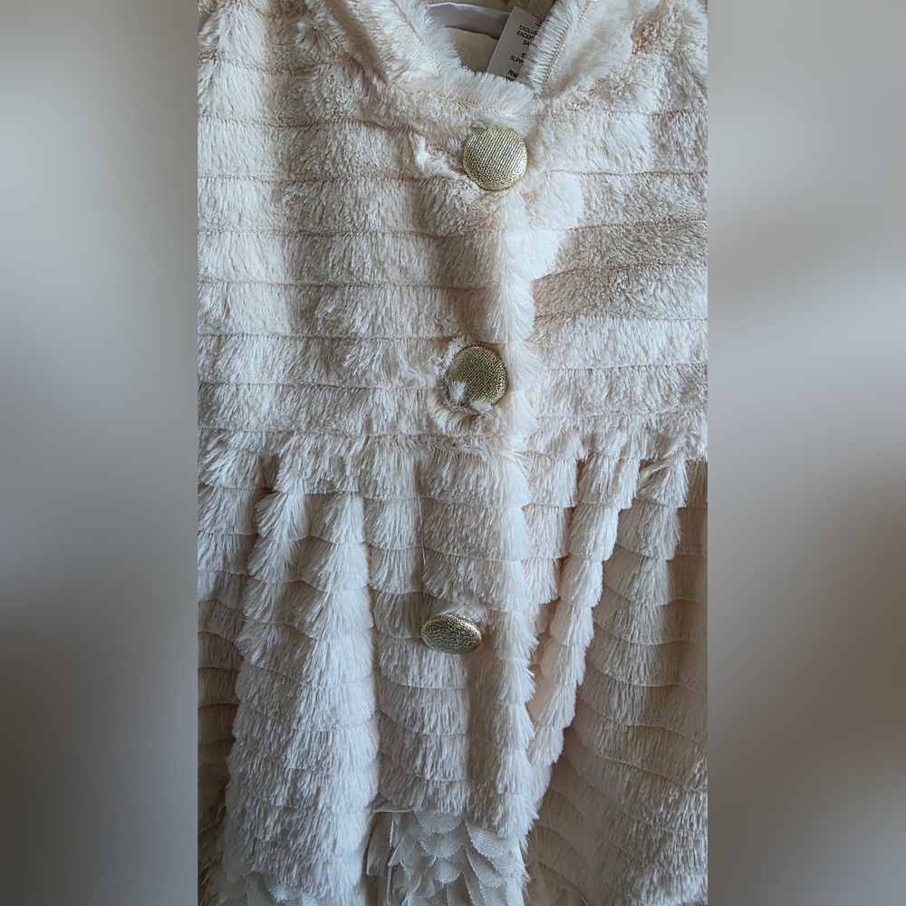 Adorable White Faux Fur Baby Coat & Dress Size 24 Months - Picture 3 of 10